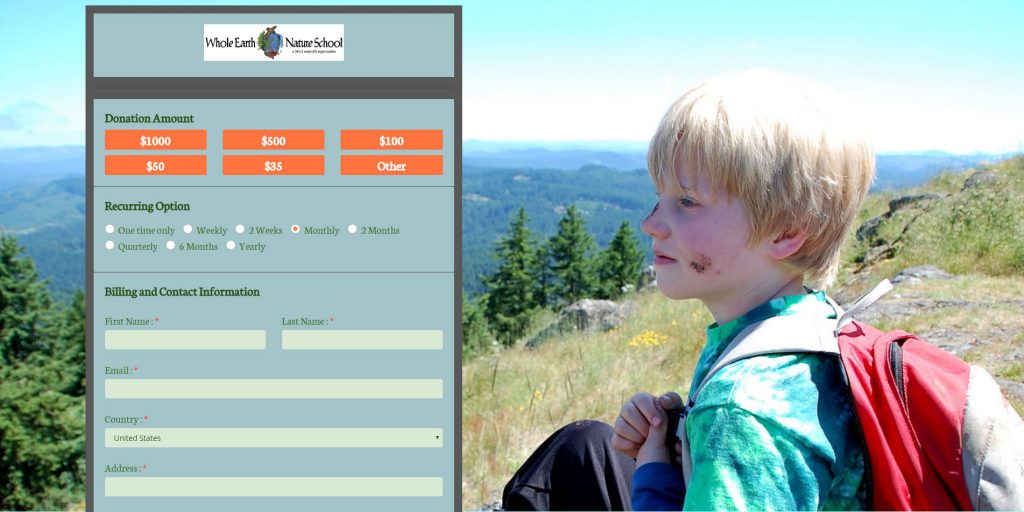 Whole Earth Nature School Donation Form Whole Earth Nature School Donation Form