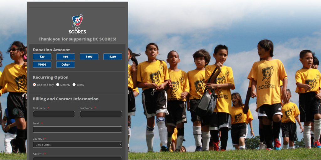 DC Scores’ optimized donation form DC Scores' optimized donation form